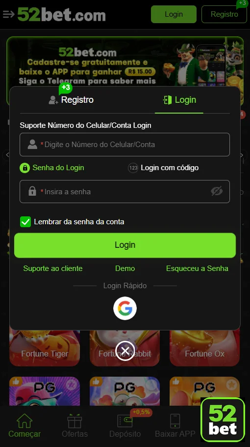 Jogador empolgado com promoções da 52bet.com